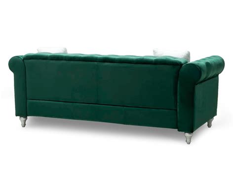 Canape Places Capitonne Chesterfield En Velours Vert Garry Dip