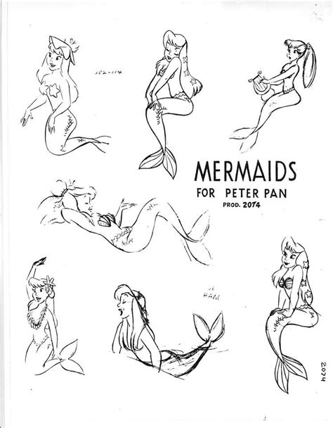 Mermaids Model Sheet From Walt Disneys Peter Pan Released In 1953