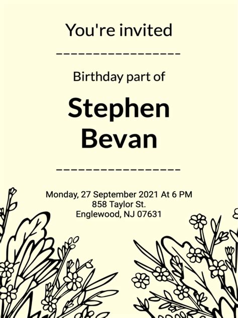 Printable Simple Birthday Invitation · InkPx