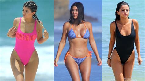 Kim Kardashian Kylie Jenner Selena Gomez Most Fashionable Beachwear