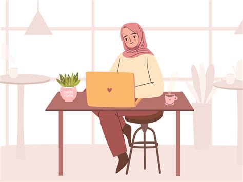 Woman In Hijab At Cafe By Marina Vishtak On Dribbble