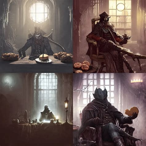 Grinning Bloodborne Hunter Relaxing In A Cozy Yharnam Stable