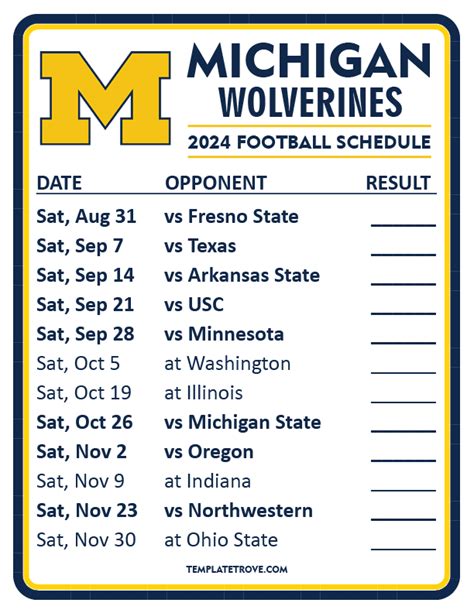 Printable 2024 Michigan Wolverines Football Schedule