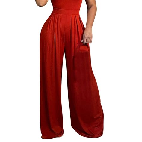 Wide Leg Palazzo Pants For Women Casual Stretchy High Waisted Palazzo Lounge Trousers Women High