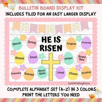 Biblical Affirmation Bulletin Board Kit He is Risen Resurrection ...