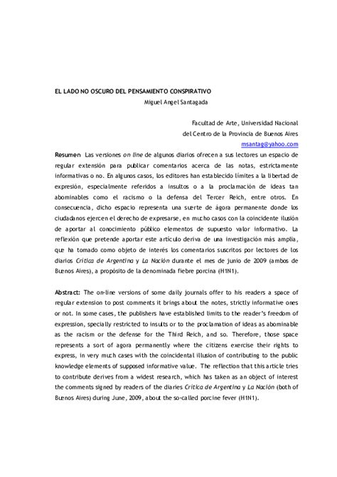 Pdf El Lado No Oscuro Del Pensamiento Conspirativo Miguel Santagada