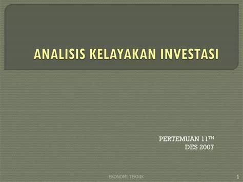 PPT ANALISIS KELAYAKAN INVESTASI PowerPoint Presentation Free