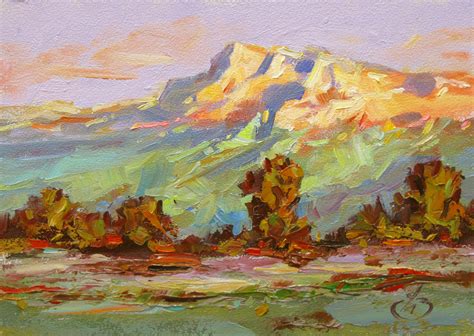 Tom Brown Fine Art Southwestern Sunset Impressionist 5x7 Oil Painting By Tom Brown