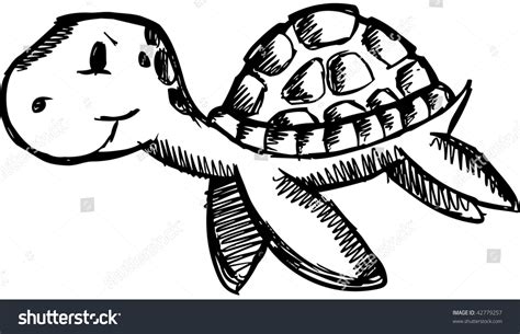 Doodle Sketchy Sea Turtle Vector Illustration Stock Vector Royalty