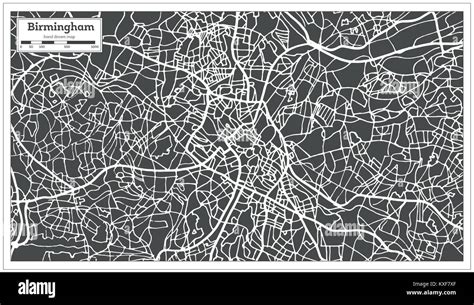 Mapa de la ciudad británica de Birmingham en estilo retro Mapa de