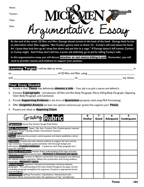 OMAM Argumentative Essay Packet