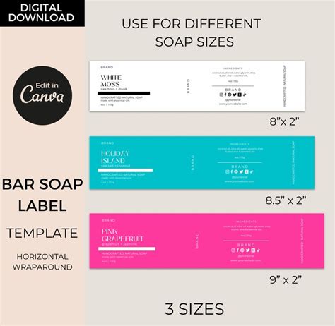 Editable Bar Soap Labels Template Canva Soap Sleeve Labels Etsy