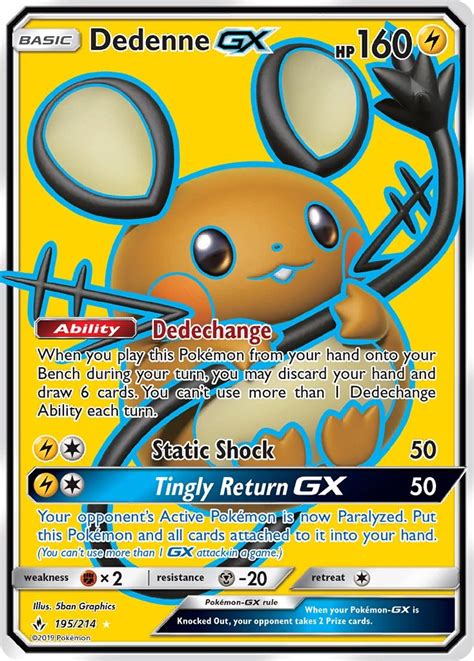 Dedenne Gx Full Art Sm Unbroken Bonds Pokemon