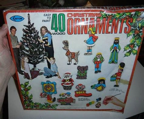 New Sealed 1981 Arrow Easy To Paint 40 Piece Wood Christmas Ornaments