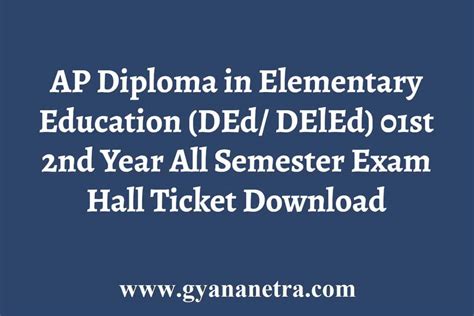 Ap Ded Hall Ticket 2024 1st 2nd Year Deled Exam Time Table Gyananetra