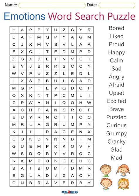 Feelings And Emotions Word Search Printable Printable Word Searches