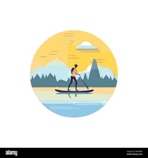 Stand Up Paddling Stock Vector Images Alamy