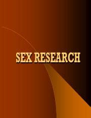 Sex Research Pdf SEX RESEARCH THOUGHTS ON SEX RESEARCH I Feel That Sexual Research Is A