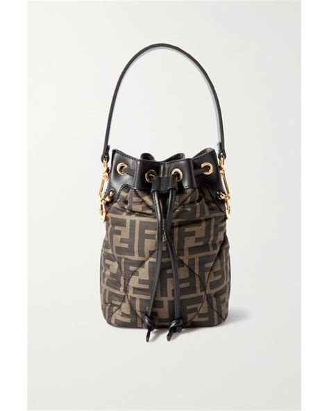 Fendi Mon Tresor Mini Leather Trimmed Printed Coated Canvas Shoulder