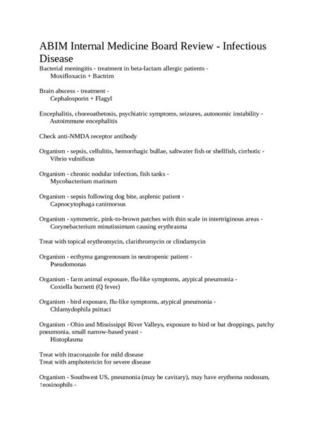 Abim Internal Medicine Board Review Infectious Disease Exams