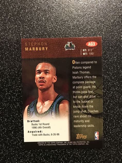 Stephon Marbury 1998 Topps Certified Auto Autograph AG3 EBay