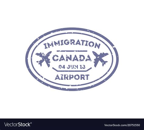 Canada country visa stamp on passport Royalty Free Vector