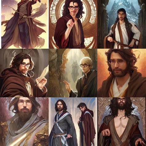 Male Wizard Brown Hair Robes Glasses D D Fantasy Stable