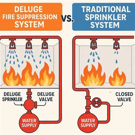 deluge system  sprinkler system comparison fire emergency tips