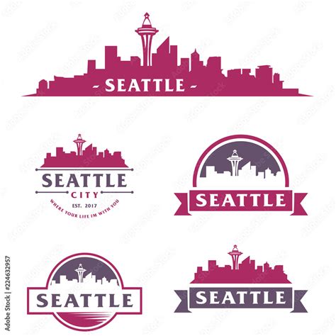 Seattle Logo, Skyline, City Cityscape Logo Vector Stock Vector | Adobe ...