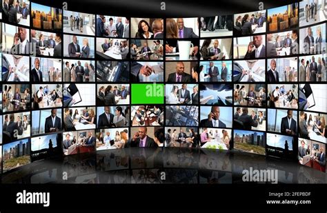 Cg Video Wall Green Screen Multi Ethnic Business People Stock Video