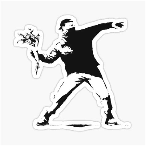 "Flower Thrower - Love Is In The Air - Urban Stencil Art" Sticker by WE ...