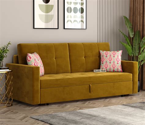 Buy Cairo Fabric Seater Convertible Sofa Cum Bed Velvet Chestnut