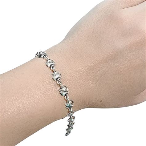 Pulseira Prata De Bali Feminina Conchinhas 18 Cm Moriá Joias Em Aço