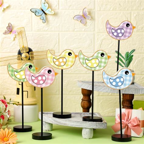 Amazon Wenqik Pcs Spring Birds Table Wooden Signs Tiered Tray