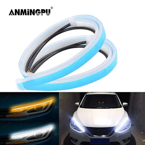 ANMINGPU 1pair Sequential DRL LED Strip Turn Signal Light Yellow Bright