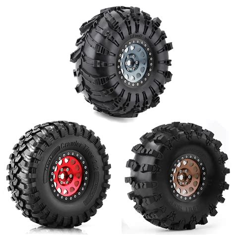 Pcs Beadlock Rad Felge Gummireifen Set F R Rc Crawler Trx Axial