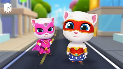 Talking Tom Hero Dash New Update Vs Tom Gold Run Talking Angela Vs Hero Angela Android And Ios