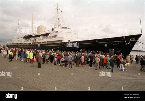 The Royal Yacht Britannia Arrives At The Ocean Liner Terminal Leith