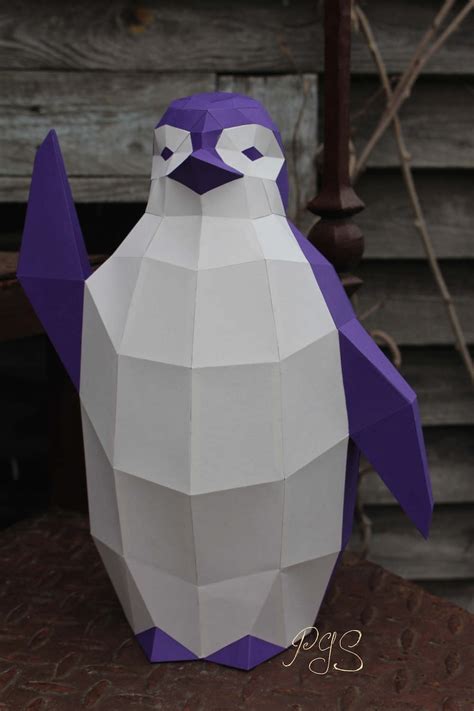 Waving Penguin Papercraft Printable Diy Pdf Template Etsy