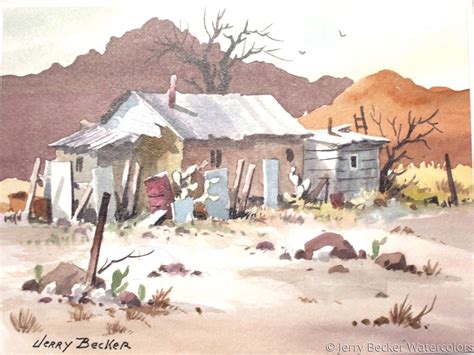 Painting Desert Shacks Original Art By Jerry Becker Watercolors