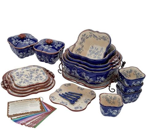 Temp-tations 34 pc Sculpted Multi Purpose Baking Set: 3 Casserole Dishes + Trays, 2 Bowls ...