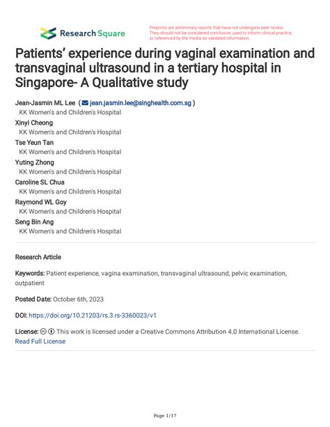 Pdf Patients Experience During Vaginal Examination And Transvaginal