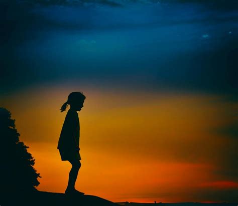 wallpaper girl, child, silhouette, sunset HD : Widescreen : High ...