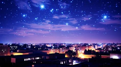 Premium AI Image | a city at night with the stars in the sky