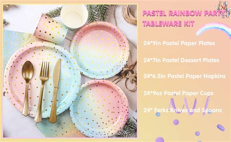 Amazon Kederwa Pcs Pastel Rainbow Plates Cups And Napkins