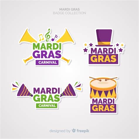 Free Vector Mardi Gras Badge Collection