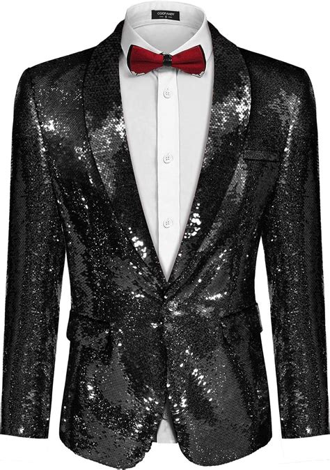 Coofandy Mens Sequin Blazer Tuxedo Party Prom Wedding Tuxedo One Button Jacket Ebay