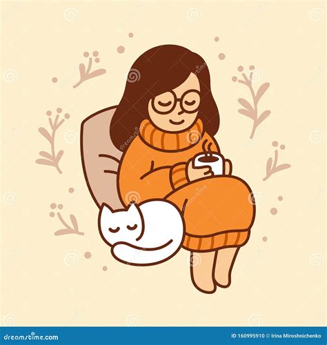 Cozy Autumn Girl Stock Vector Illustration Of Cozy 160995910