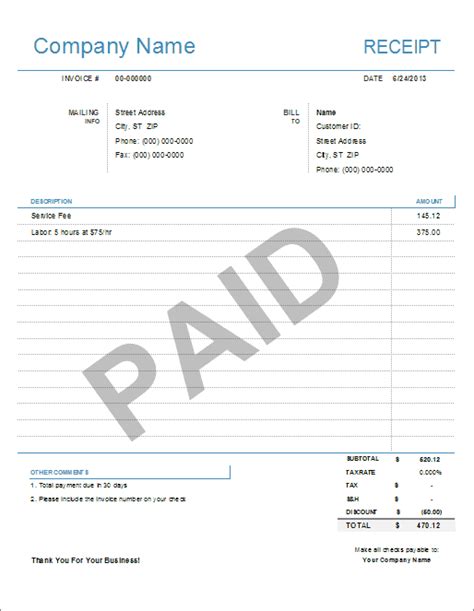 Free Receipt Of Payment Templates Word Templates Docs