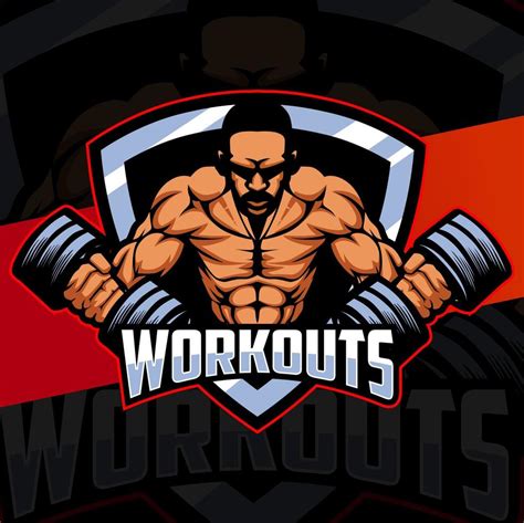 fitness man with strong muscle and barbell mascot logo concept for ...